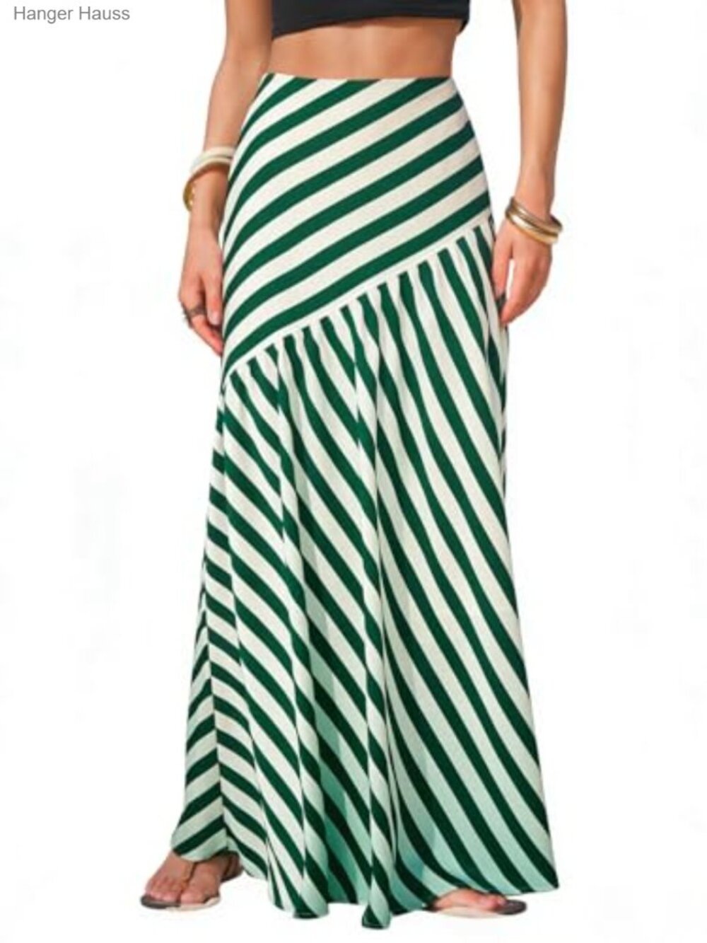 Boho Striped Maxi Skirt High Waisted A-Line Summer Beach Long Skirts with